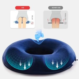 Contemporary Washable Donut Seat Cushion with Zipper Closure - Memory Foam Orthopedic Tailbone Pillow for Enhanced Posture & Relief, Non-Slip & Skin-Friendly Polyester Cover, Multi-Use Floor Cushion (1pc)