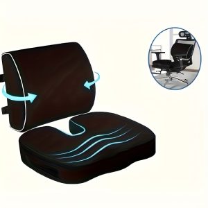 2pcs/set Cushions, 1pc Memory Foam Waist Cushion + 1pc Sitting Cushion Lumbar Support Cushion For Dining Chair, Back Support Car Office Cushion Living Room Home Decor