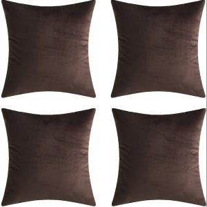 Set Of 4 Velvet Super Soft Comfortable Solid Decorative Throw Pillow Cover Cushion Case For Sofa Living Room 18 Inches